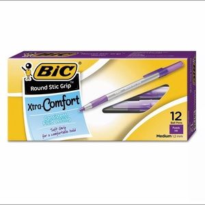 Bic Purple Round Stic Grip Ballpoint Pens 12 ct